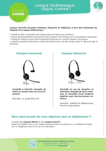 EMPLOYEURS CASQUE AUDIO