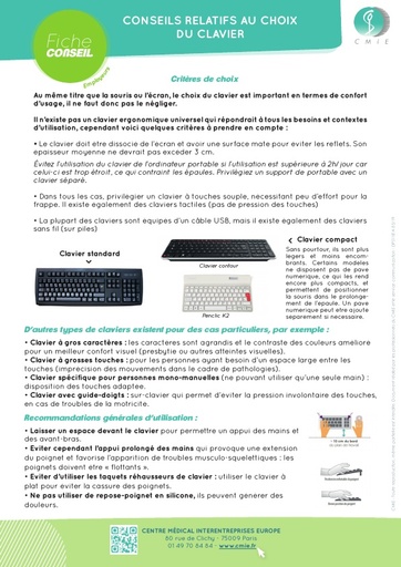 EMPLOYEURS - CONSEILS RELATIFS AU CHOIX DU CLAVIER